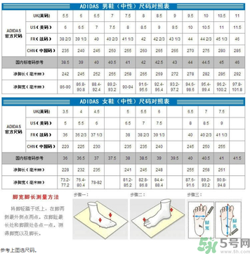 阿迪達(dá)斯鞋碼怎么看？阿迪達(dá)斯鞋碼對(duì)照表