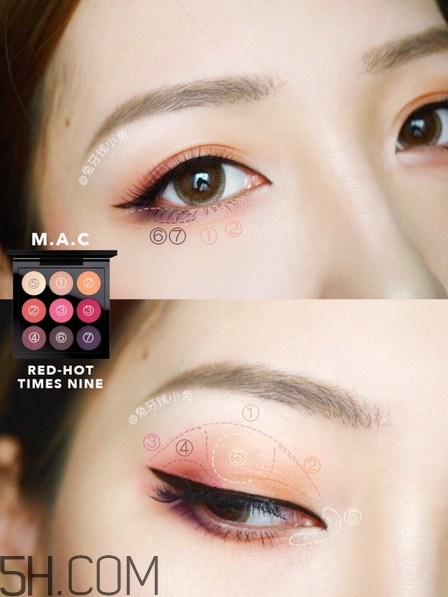 mac red hot9色眼影盤色號(hào)_試色圖