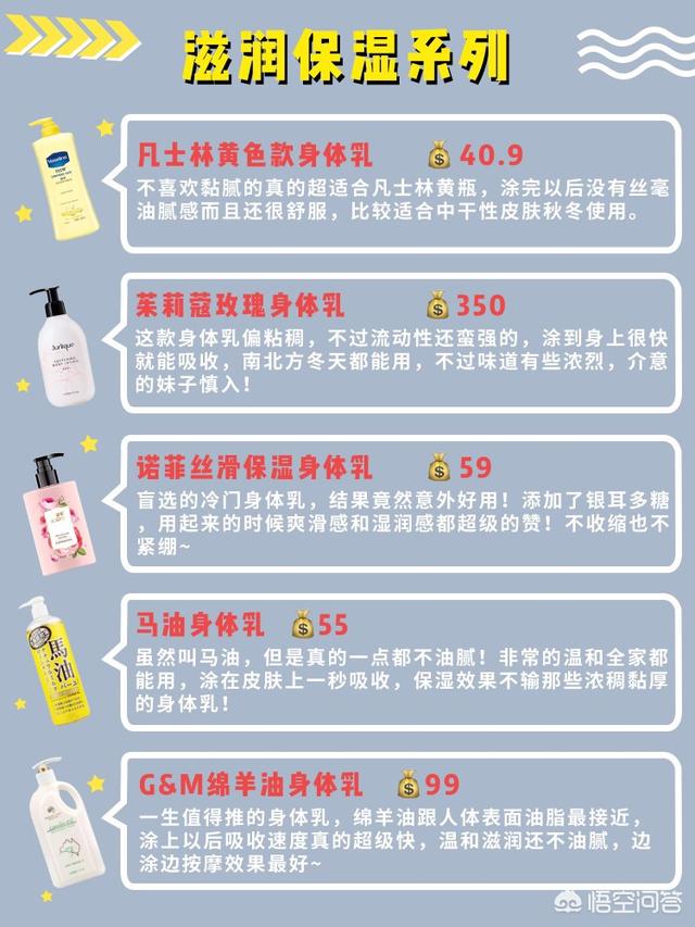 身體乳哪個牌子的好用 身體乳哪個牌子的補水保濕效果好